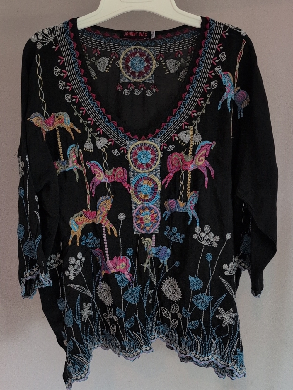 Johnny Was Carousel Embroidered Blouse
